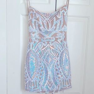 NEW Homecoming Dress - Lucy In The Sky -Starstruck Iridescence Dress in Nude